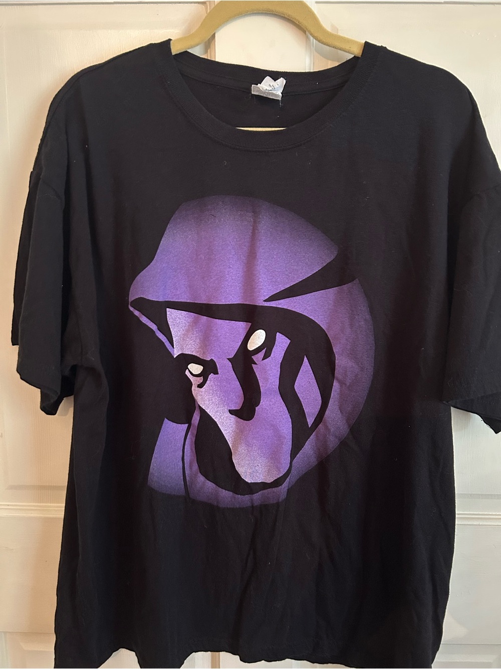 Men's Black Short Sleeve Tee with Purple Graphic Halloween phantom fireworks